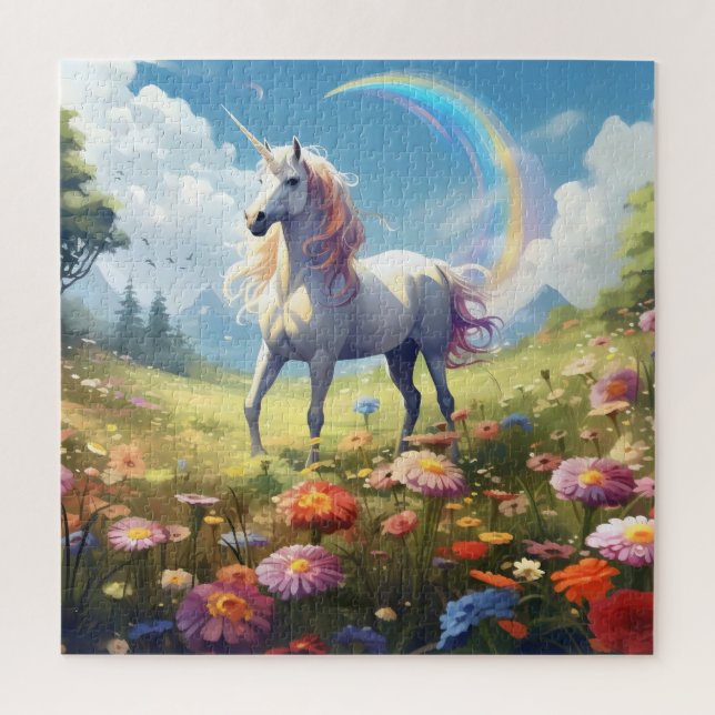 Unicorn on Meadow Jigsaw Puzzle (Vertical)