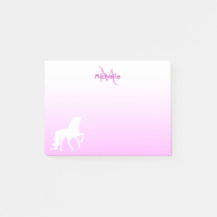 Unicorn on Pink and white with monogram and name Post-it Notes
