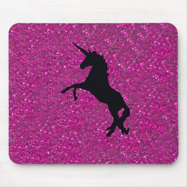 unicorn on pink glitter mouse pad (Front)
