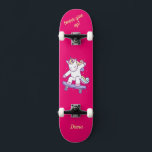 Unicorn on skateboard for kids<br><div class="desc">Unicorn on skateboard with personalised captions Unicorn Personalized Skateboard CLICK on PERSONALIZE TEMPLATE OPTION AND ENTER the NAME. you can also custom other captions. Cool skateboard designed with vivid colours and for the background and a funky unicorn riding a skateboard. This Skateboard makes a great gift idea for a unicorn...</div>