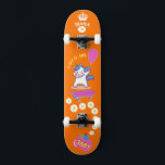 Unicorn on skateboard with personalised captions<br><div class="desc">Unicorn on skateboard with personalised captions Unicorn Personalized Skateboard CLICK on PERSONALIZE TEMPLATE OPTION AND ENTER the NAME. you can also custom other captions. Cool skateboard designed with vivid colours and for the background and a funky unicorn riding a skateboard. This Skateboard makes a great gift idea for a unicorn...</div>