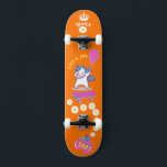 Unicorn on skateboard with personalised captions<br><div class="desc">Unicorn on skateboard with personalised captions Unicorn Personalized Skateboard CLICK on PERSONALIZE TEMPLATE OPTION AND ENTER the NAME. you can also custom other captions. Cool skateboard designed with vivid colours and for the background and a funky unicorn riding a skateboard. This Skateboard makes a great gift idea for a unicorn...</div>