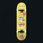 Unicorn on skateboard with personalised captions<br><div class="desc">Unicorn Personalized Skateboard for kids. CLICK on PERSONALIZE TEMPLATE OPTION AND ENTER the NAME. you can also custom other captions. Cool skateboard designed with vivid colours and for the background and a funky unicorn riding a skateboard. This Skateboard makes a great gift idea for a unicorn lover.</div>