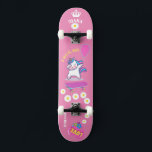 Unicorn on skateboard with personalized captions<br><div class="desc">Unicorn on skateboard with personalized captions Unicorn Personalized Skateboard CLICK on PERSONALIZE TEMPLATE OPTION AND ENTER the NAME. you can also custom other captions. Cool skateboard designed with vivid colours and for the background and a funky unicorn riding a skateboard. This Skateboard makes a great gift idea for a unicorn...</div>