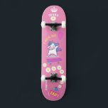 Unicorn on skateboard with personalized captions<br><div class="desc">Unicorn on skateboard with personalized captions Unicorn Personalized Skateboard CLICK on PERSONALIZE TEMPLATE OPTION AND ENTER the NAME. you can also custom other captions. Cool skateboard designed with vivid colours and for the background and a funky unicorn riding a skateboard. This Skateboard makes a great gift idea for a unicorn...</div>