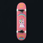 Unicorn on skateboard with personalized captions<br><div class="desc">Unicorn on skateboard with personalized captions Unicorn Personalized Skateboard CLICK on PERSONALIZE TEMPLATE OPTION AND ENTER the NAME. you can also custom other caption. Cool skateboard designed with vivid colours and for the background and a funky unicorn riding a skateboard. This Skateboard makes a great gift idea for a unicorn...</div>