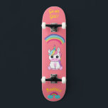 Unicorn on skateboard with personalized captions<br><div class="desc">Unicorn on skateboard with personalized captions Unicorn Personalized Skateboard CLICK on PERSONALIZE TEMPLATE OPTION AND ENTER the NAME. you can also custom other caption. Cool skateboard designed with vivid colours and for the background and a funky unicorn riding a skateboard. This Skateboard makes a great gift idea for a unicorn...</div>