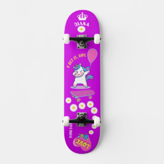 Unicorn on skateboard with personalized captions