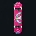 Unicorn on skateboard with personalized captions<br><div class="desc">Unicorn on skateboard with personalized captions Unicorn Personalized Skateboard CLICK on PERSONALIZE TEMPLATE OPTION AND ENTER the NAME. you can also custom other caption. Cool skateboard designed with vivid colours and for the background and a funky unicorn riding a skateboard. This Skateboard makes a great gift idea for a unicorn...</div>