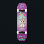 Unicorn on skateboard with personalized captions<br><div class="desc">Unicorn on skateboard with personalized captions Unicorn Personalized Skateboard CLICK on PERSONALIZE TEMPLATE OPTION AND ENTER the NAME. you can also custom other caption. Cool skateboard designed with vivid colours and for the background and a funky unicorn riding a skateboard. This Skateboard makes a great gift idea for a unicorn...</div>