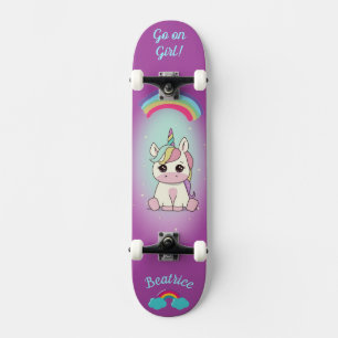 Unicorn on skateboard with personalized captions