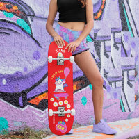 Unicorn on skateboard with personalized captions
