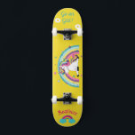 Unicorn on skateboard with personalized captions<br><div class="desc">Unicorn on skateboard with personalized captions Unicorn Personalized Skateboard CLICK on PERSONALIZE TEMPLATE OPTION AND ENTER the NAME. you can also custom other caption. Cool skateboard designed with vivid colours and for the background and a funky unicorn riding a skateboard. This Skateboard makes a great gift idea for a unicorn...</div>