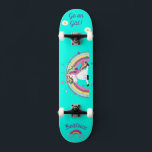 Unicorn on skateboard with personalized captions<br><div class="desc">Unicorn on skateboard with personalized captions Unicorn Personalized Skateboard CLICK on PERSONALIZE TEMPLATE OPTION AND ENTER the NAME. you can also custom other caption. Cool skateboard designed with vivid colours and for the background and a funky unicorn riding a skateboard. This Skateboard makes a great gift idea for a unicorn...</div>