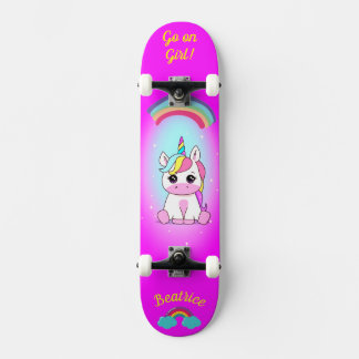 Unicorn on skateboard with personalized captions