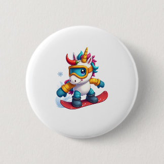 Unicorn on Snowboard - Funny Ski and Wintersports  2 Inch Round Button