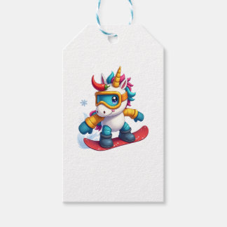 Unicorn on Snowboard - Funny Ski and Wintersports Gift Tags