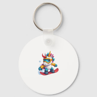 Unicorn on Snowboard - Funny Ski and Wintersports  Keychain