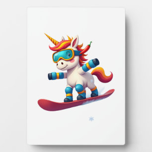 Unicorn on Snowboard - Funny Ski and Wintersports Plaque