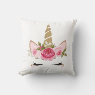 Unicorn Or Floral mignon Oreiller à lancer tendanc