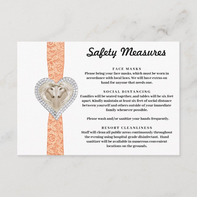 Unicorn Orange Lace Safety Measures Enclosure Card (Front)