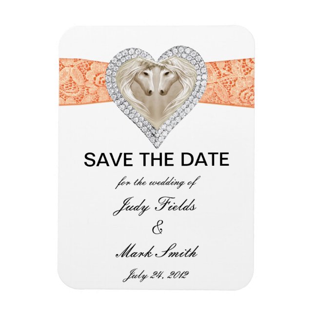 Unicorn Orange Lace Save The Date Magnet (Vertical)