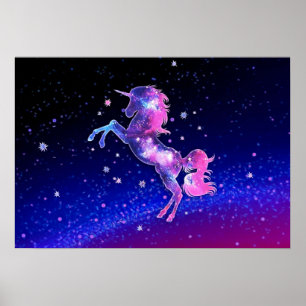 Unicorn outer space galaxy universe stars poster
