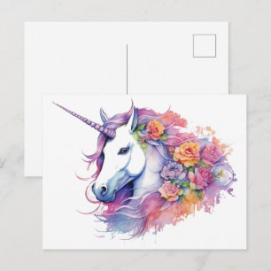 Unicorn painting 20 x 16 Postcard