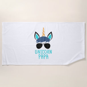 Unicorn Papa T-Shirt Funny Father's Day Gift Beach Towel
