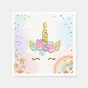Unicorn Paper Napkin Pink Gold Magical Birthday