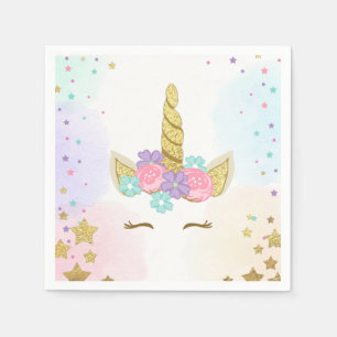 Unicorn Paper Napkin Pink Gold Magical Birthday