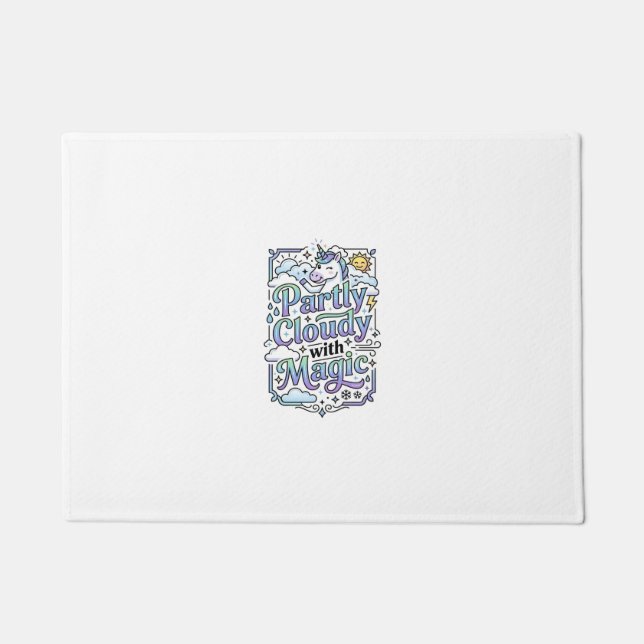 Unicorn Partly Cloudy with Magic Commercial Vector Doormat (Front)
