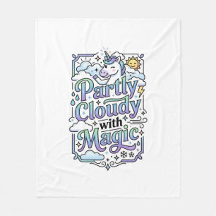 Unicorn Partly Cloudy with Magic Commercial Vector Fleece Blanket