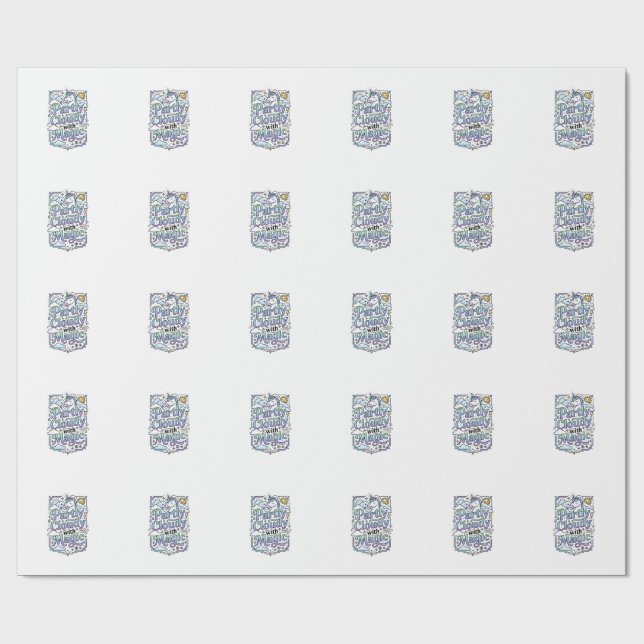 Unicorn Partly Cloudy with Magic Commercial Vector Wrapping Paper (Flat)