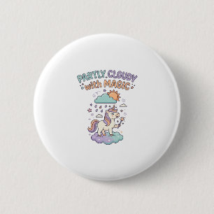 Unicorn Partly Cloudy with Magic Trendy T-Shirt De 2 Inch Round Button