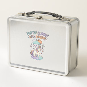 Unicorn Partly Cloudy with Magic Trendy T-Shirt De Metal Lunch Box