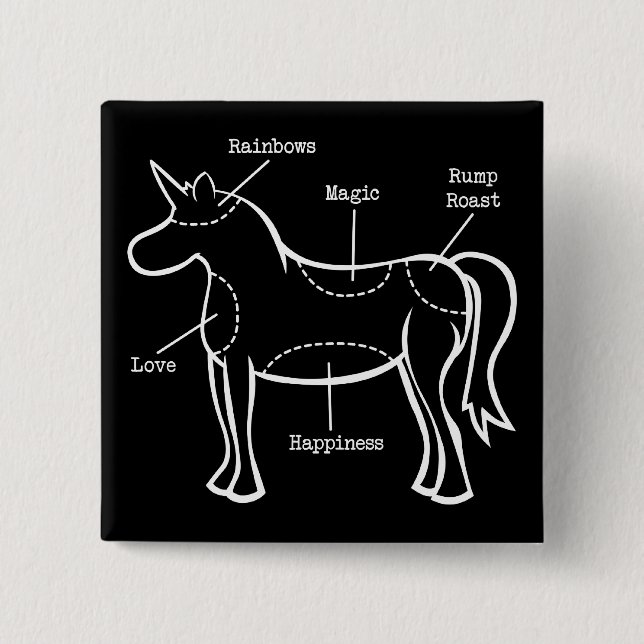 Unicorn Parts 2 Inch Square Button (Front)