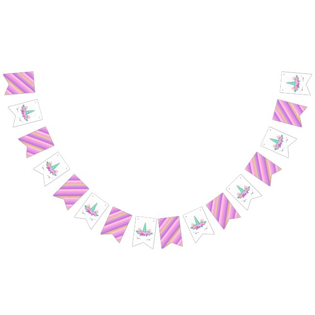 Unicorn Party Banner, Unicorn Birthday Bunting Flags (All)
