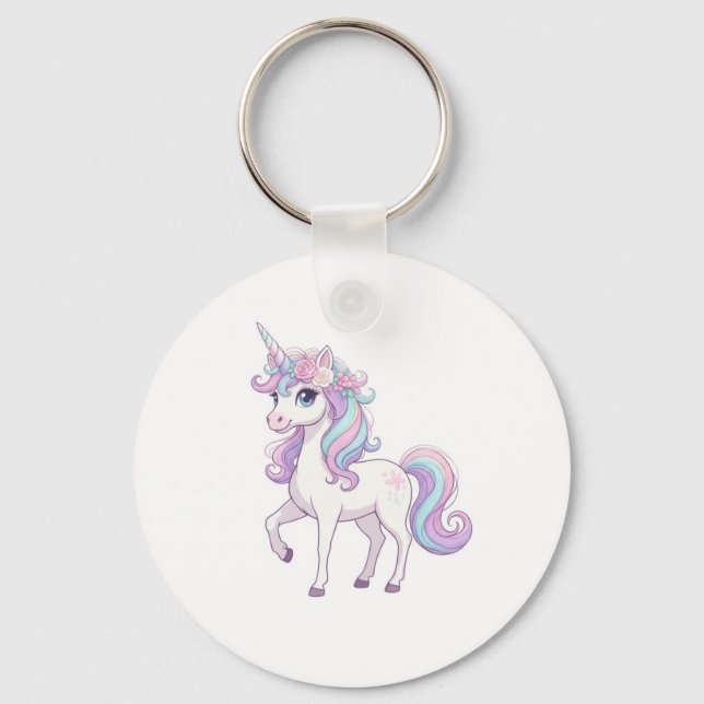 Unicorn Party Button Keychain (Front)