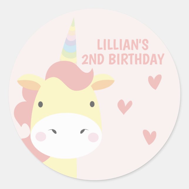 Unicorn Party Classic Round Sticker (Front)
