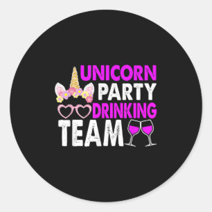 Unicorn Party Drinking Team Wedding Bride And Groo Classic Round Sticker