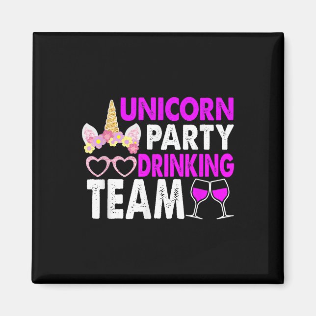 Unicorn Party Drinking Team Wedding Bride And Groo Magnet (Front)