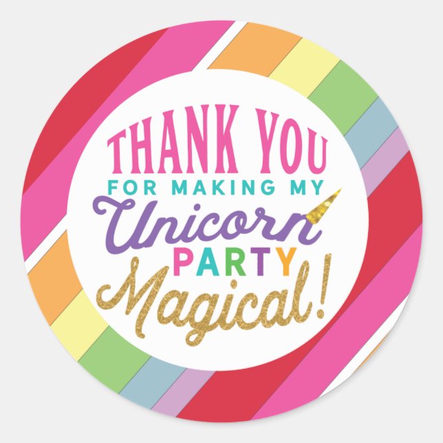 Unicorn Party Favour Bag Label Custom (Front)