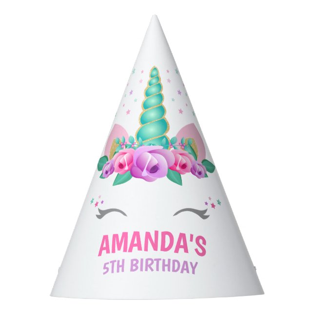 Unicorn Party Hat, Unicorn Birthday Party Hat (Front)