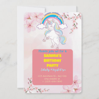Unicorn Party Invitation | Custom Girl Birthday Ca
