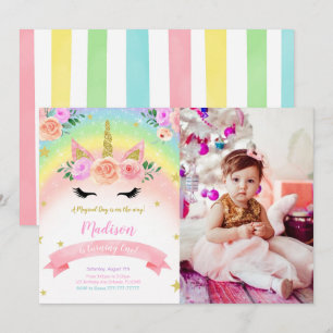 Unicorn Party Photo Invitation