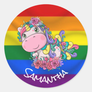 Unicorn Party Pride Rainbow Classic Round Sticker