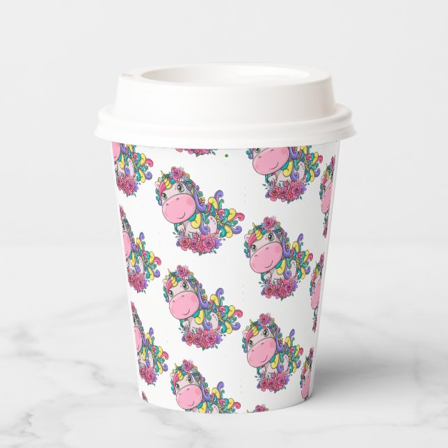 Unicorn Party Rainbow Paper Cups (Back)