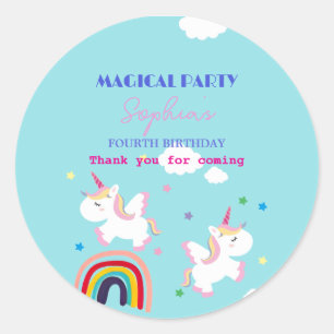 Unicorn Party Thank You Sticker