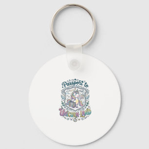 Unicorn Passport to Unicorn Land White Background Keychain